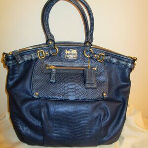Coach Madison Lindsey Navy Mixed Exotic Pocket Satchel